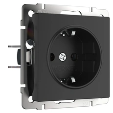 Изображение Розетка с заземлением безвинтовой зажим (черный матовый) W1171308